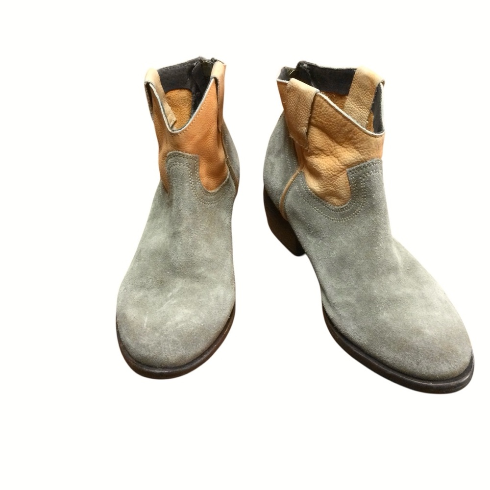 Steve Madden Midnite Cowboy Tan & Taupe Leather Women Ankle Boots Size 8 - Picture 3 of 11